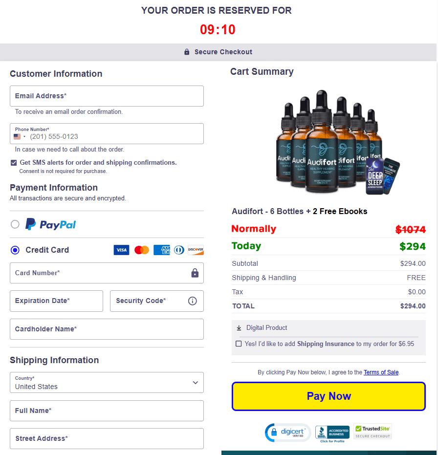 Checkout page audifort